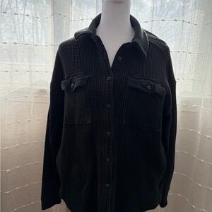 Aerie Black Waffle Knit Top XS